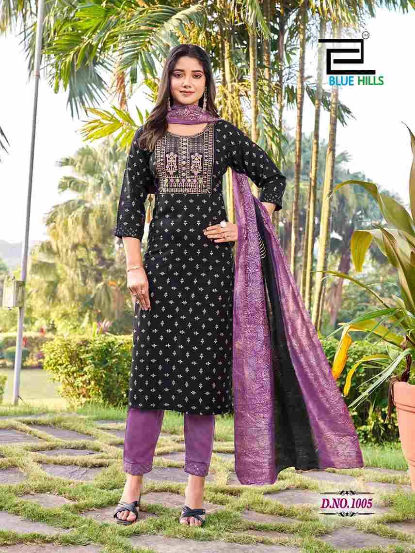 Suva By Blue Hills 1001 To 1008 Series Beautiful Festive Suits Colorful Stylish Fancy Casual Wear & Ethnic Wear Rayon Print Dresses At Wholesale Price