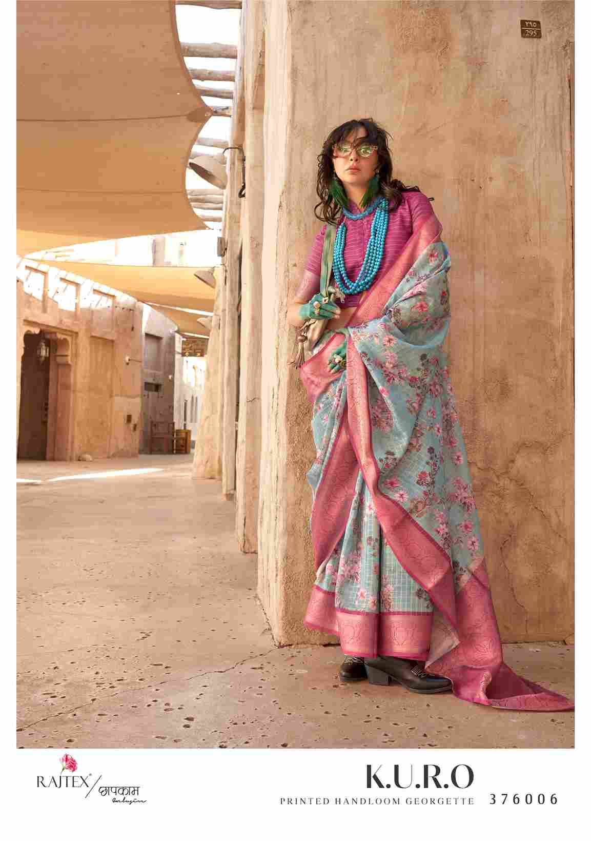 Kuro By Raj Tex 376001 To 376006 Series Indian Traditional Wear Collection Beautiful Stylish Fancy Colorful Party Wear & Occasional Wear Georgette Sarees At Wholesale Price