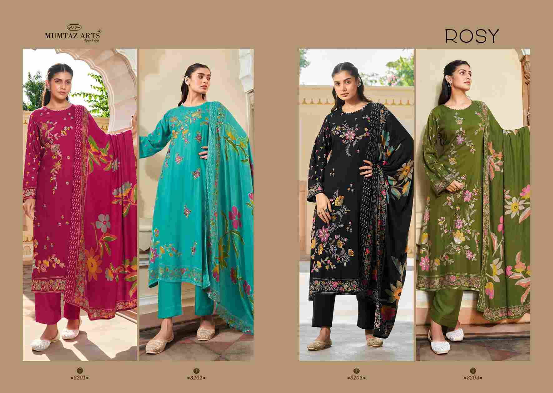 Rosy By Mumtaz Arts 8201 To 8204 Series Beautiful Festive Suits Colorful Stylish Fancy Casual Wear & Ethnic Wear Pure Viscose Pashmina Print Dresses At Wholesale Price