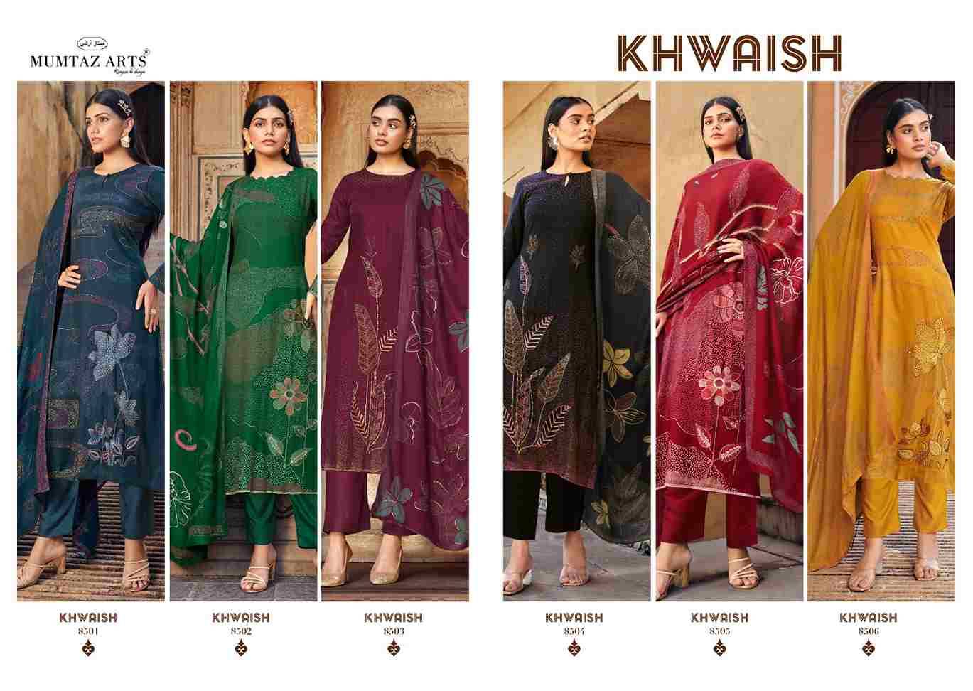 Khwaish By Mumtaz Arts 8501 To 8506 Series Beautiful Festive Suits Colorful Stylish Fancy Casual Wear & Ethnic Wear Pure Viscose Pashmina Print Dresses At Wholesale Price