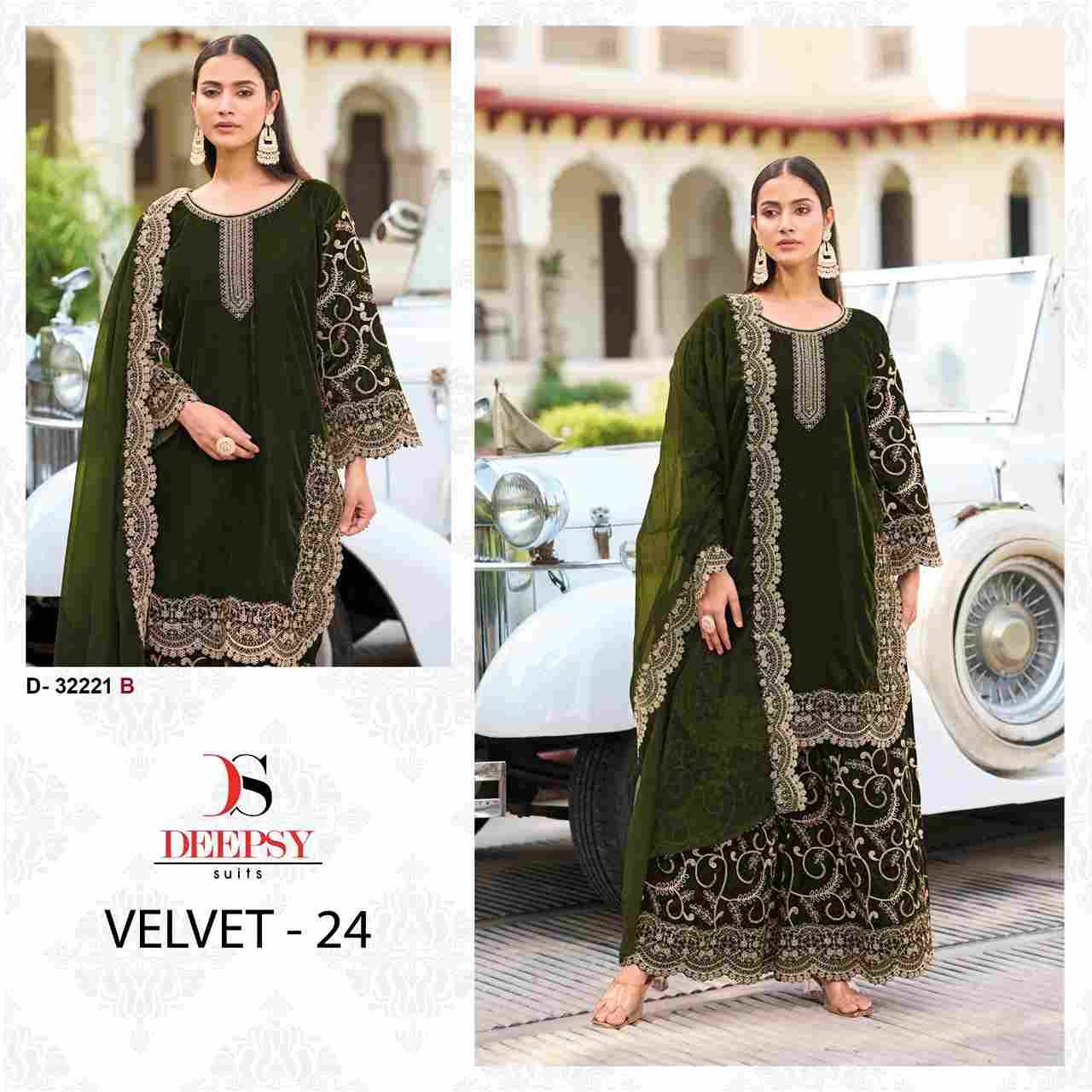 Velvet 32221 Colours By Deepsy Suits 32221-A To 32221-D Series Beautiful Stylish Pakistani Suits Fancy Colorful Casual Wear & Ethnic Wear & Ready To Wear Heavy Velvet Embroidery Dresses At Wholesale Price