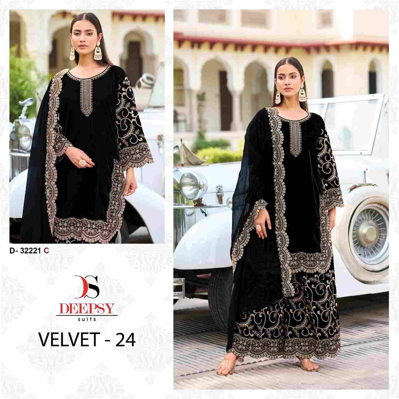 Velvet 32221 Colours By Deepsy Suits 32221-A To 32221-D Series Beautiful Stylish Pakistani Suits Fancy Colorful Casual Wear & Ethnic Wear & Ready To Wear Heavy Velvet Embroidery Dresses At Wholesale Price