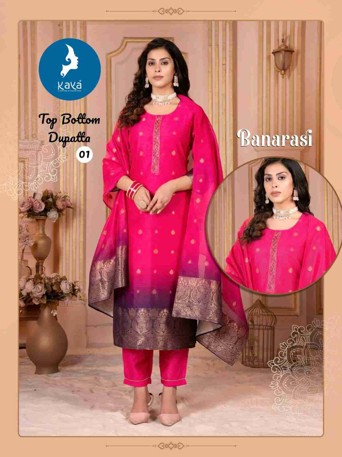 Banarasi By Kaya 01 To 06 Series Beautiful Festive Suits Colorful Stylish Fancy Casual Wear & Ethnic Wear Chanderi Jacquard Dresses At Wholesale Price