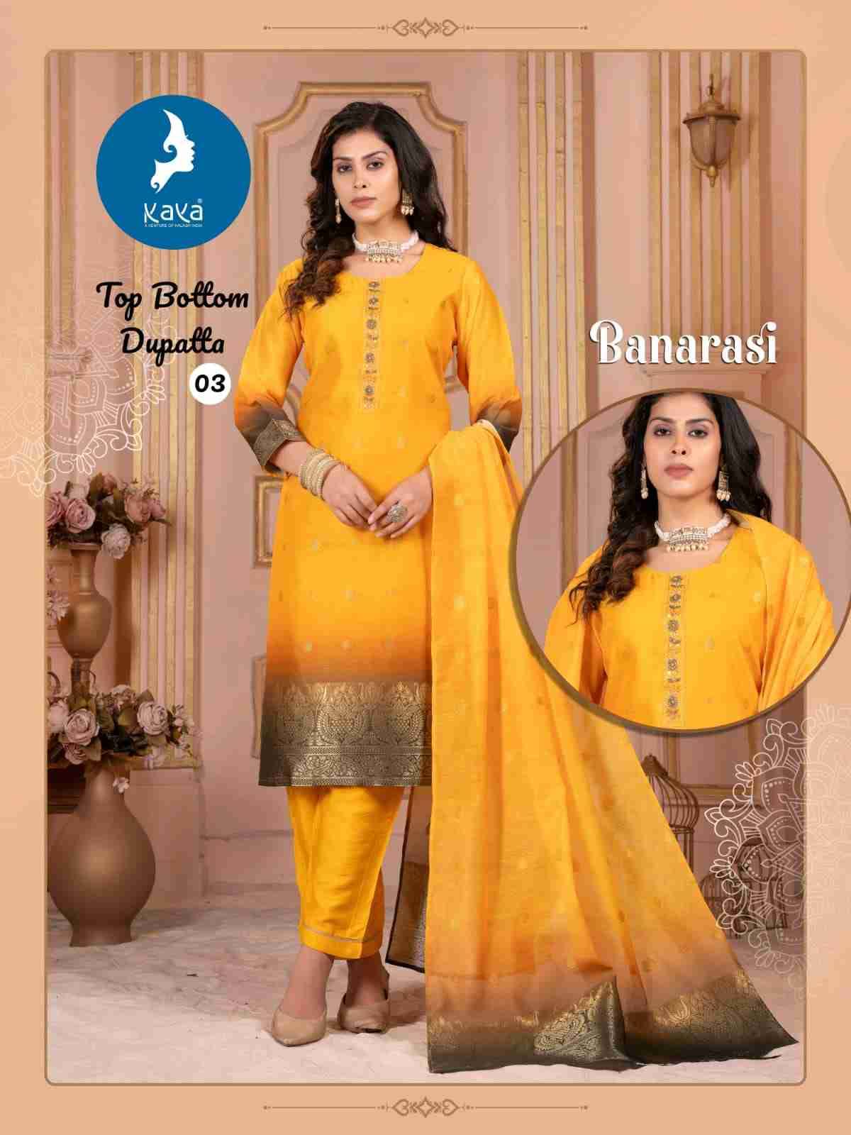 Banarasi By Kaya 01 To 06 Series Beautiful Festive Suits Colorful Stylish Fancy Casual Wear & Ethnic Wear Chanderi Jacquard Dresses At Wholesale Price