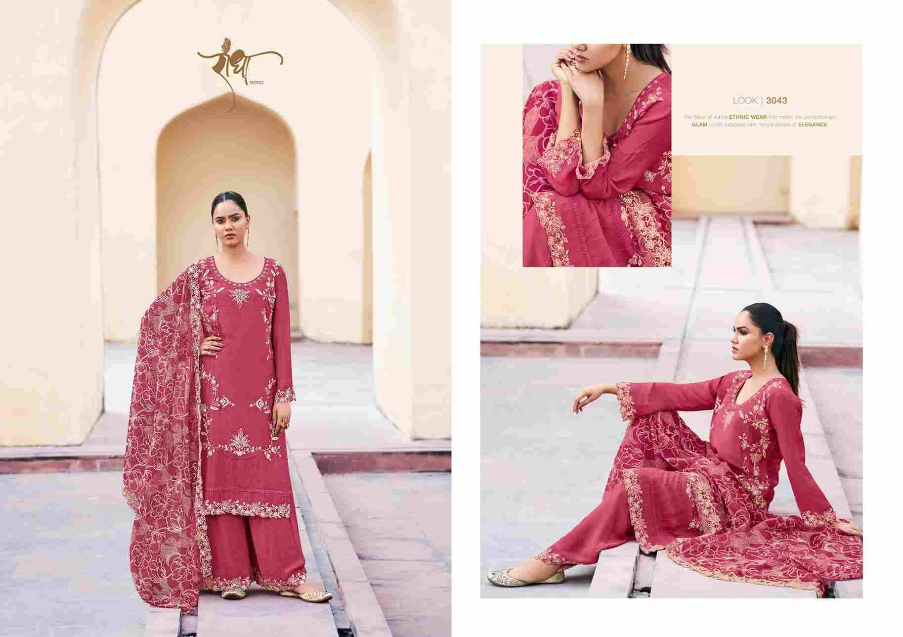 Saanjh Vol-2 By Radha Trends 3041 To 3044 Series Beautiful Festive Suits Colorful Stylish Fancy Casual Wear & Ethnic Wear Pure Chinnon Dresses At Wholesale Price