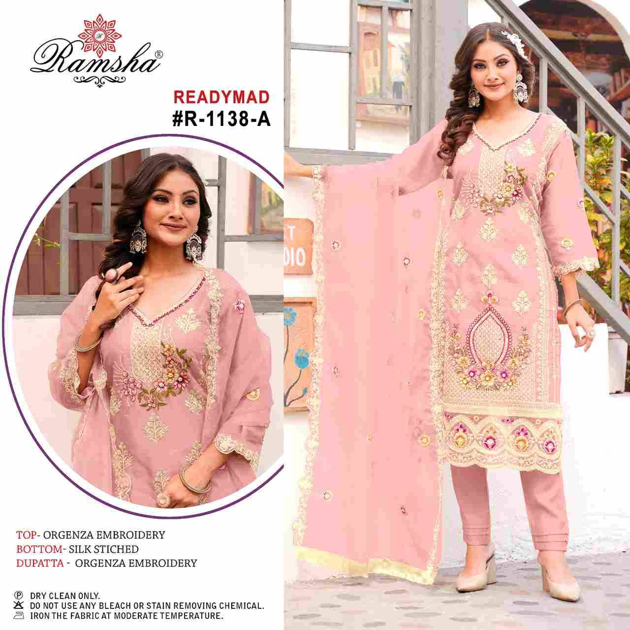 Ramsha 1138 Colours By Ramsha 1138-A To 1138-D Series Beautiful Pakistani Suits Colorful Stylish Fancy Casual Wear & Ethnic Wear Organza Dresses At Wholesale Price