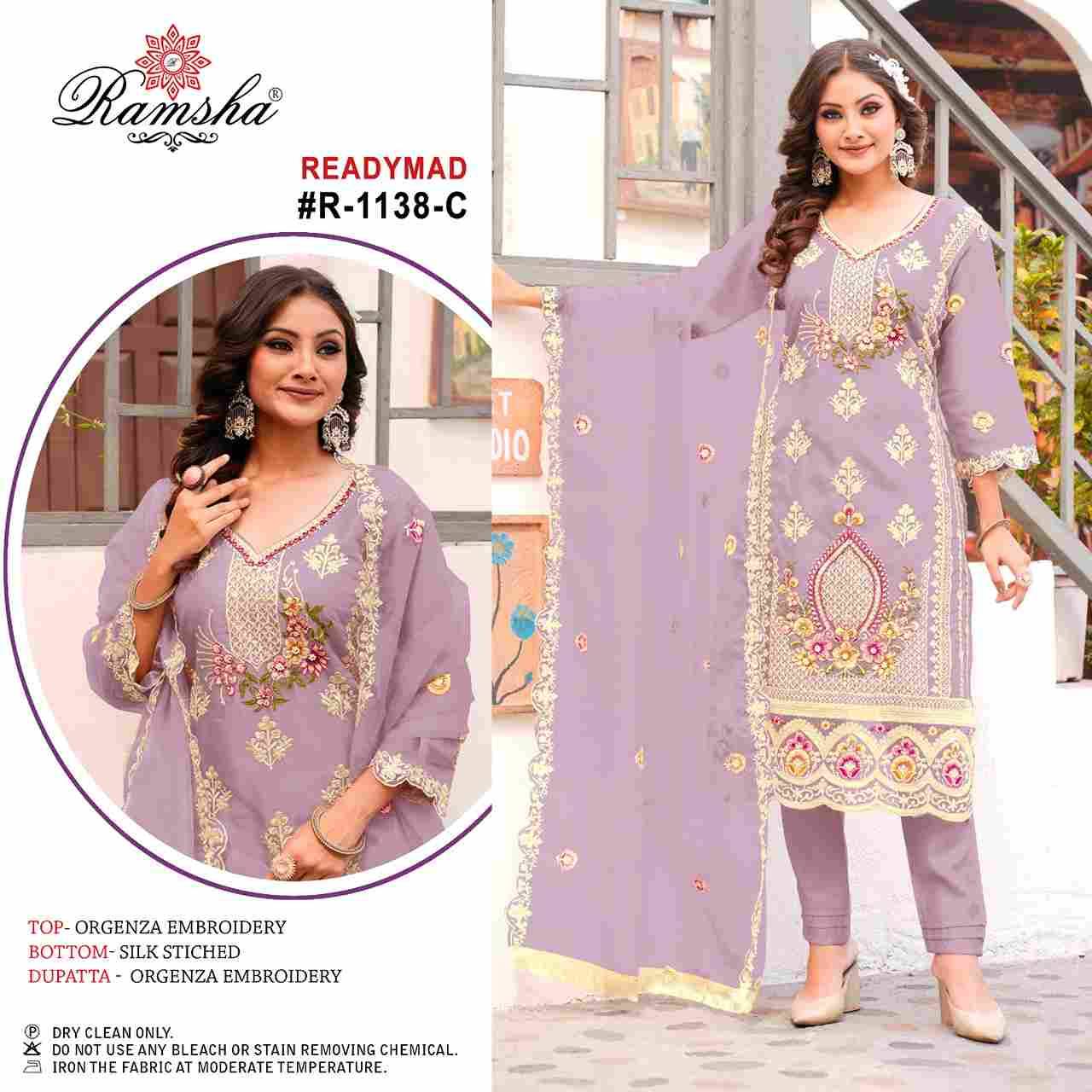 Ramsha 1138 Colours By Ramsha 1138-A To 1138-D Series Beautiful Pakistani Suits Colorful Stylish Fancy Casual Wear & Ethnic Wear Organza Dresses At Wholesale Price