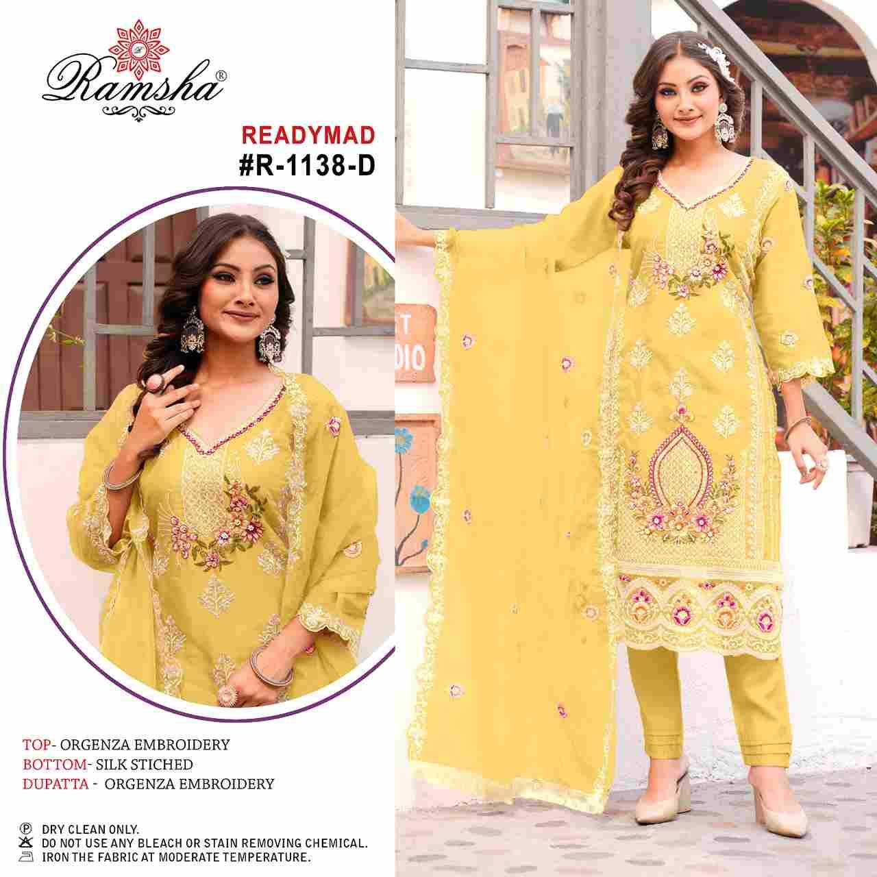 Ramsha 1138 Colours By Ramsha 1138-A To 1138-D Series Beautiful Pakistani Suits Colorful Stylish Fancy Casual Wear & Ethnic Wear Organza Dresses At Wholesale Price