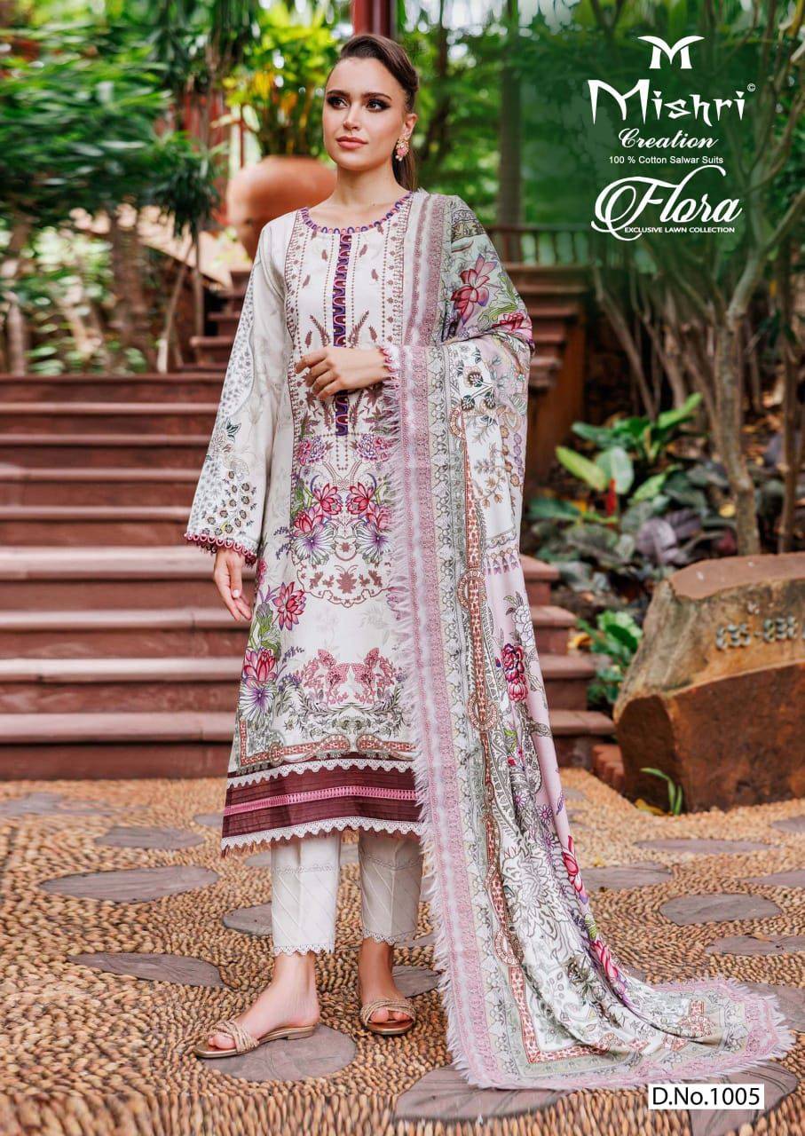 Flora Vol-1 By Mishri 1001 To 1006 Series Beautiful Suits Stylish Colorful Fancy Casual Wear & Ethnic Wear Lawn Cotton Print Dresses At Wholesale Price