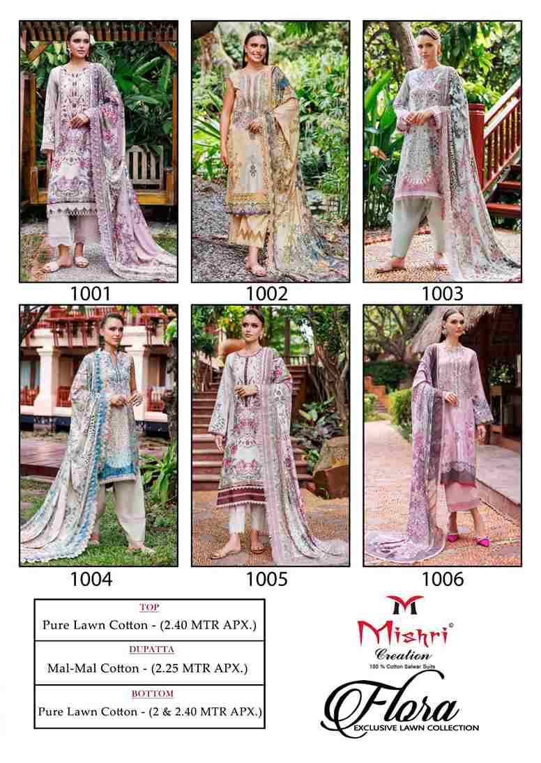 Flora Vol-1 By Mishri 1001 To 1006 Series Beautiful Suits Stylish Colorful Fancy Casual Wear & Ethnic Wear Lawn Cotton Print Dresses At Wholesale Price