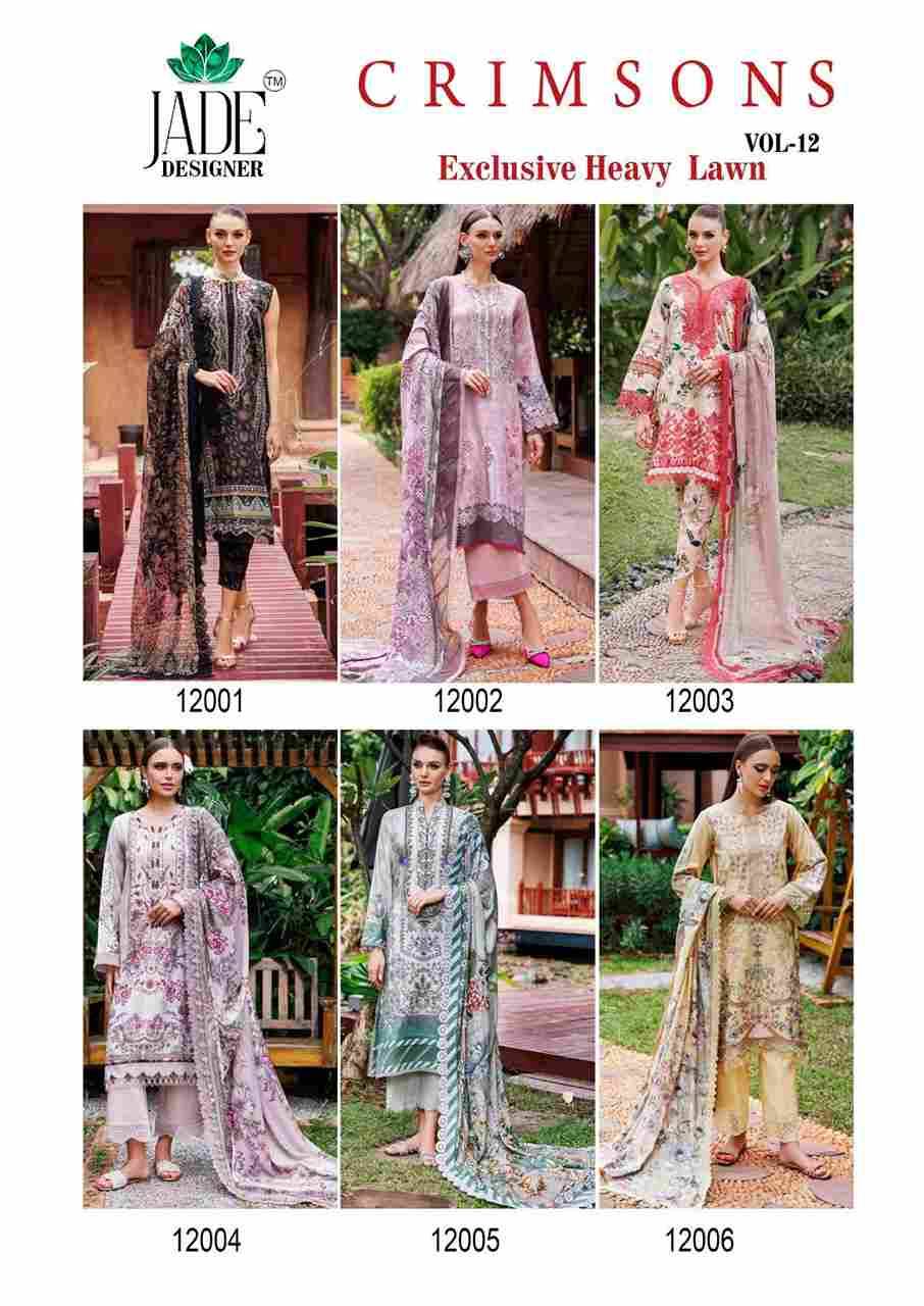 Crimsons Vol-12 By Jade 12001 To 12006 Series Beautiful Festive Suits Colorful Stylish Fancy Casual Wear & Ethnic Wear Pure Lawn Cotton Embroidered Dresses At Wholesale Price