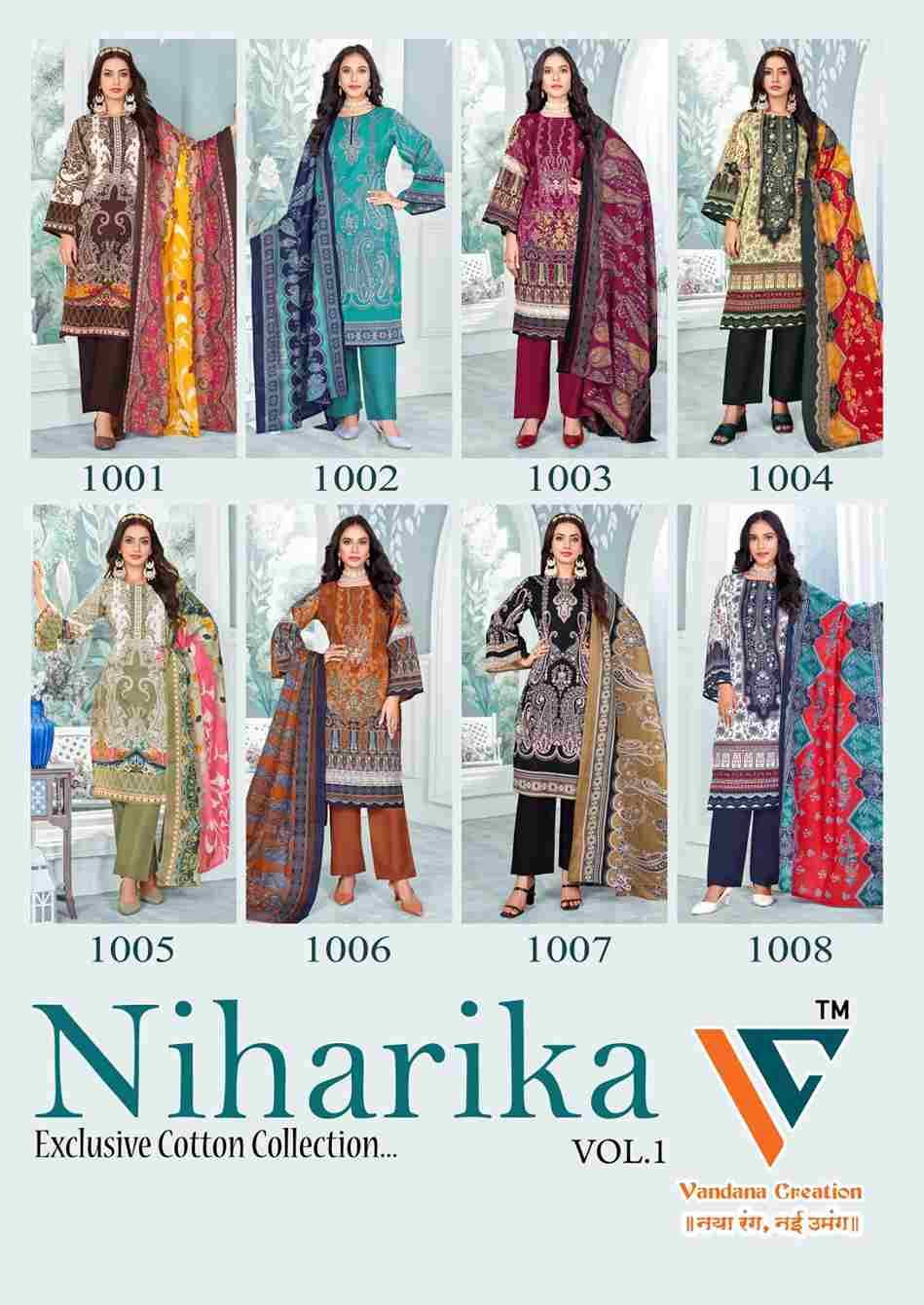 Niharika Vol-1 By Vandana Fashion 1001 To 1008 Series Beautiful Festive Suits Stylish Fancy Colorful Casual Wear & Ethnic Wear Cotton Print Dresses At Wholesale Price