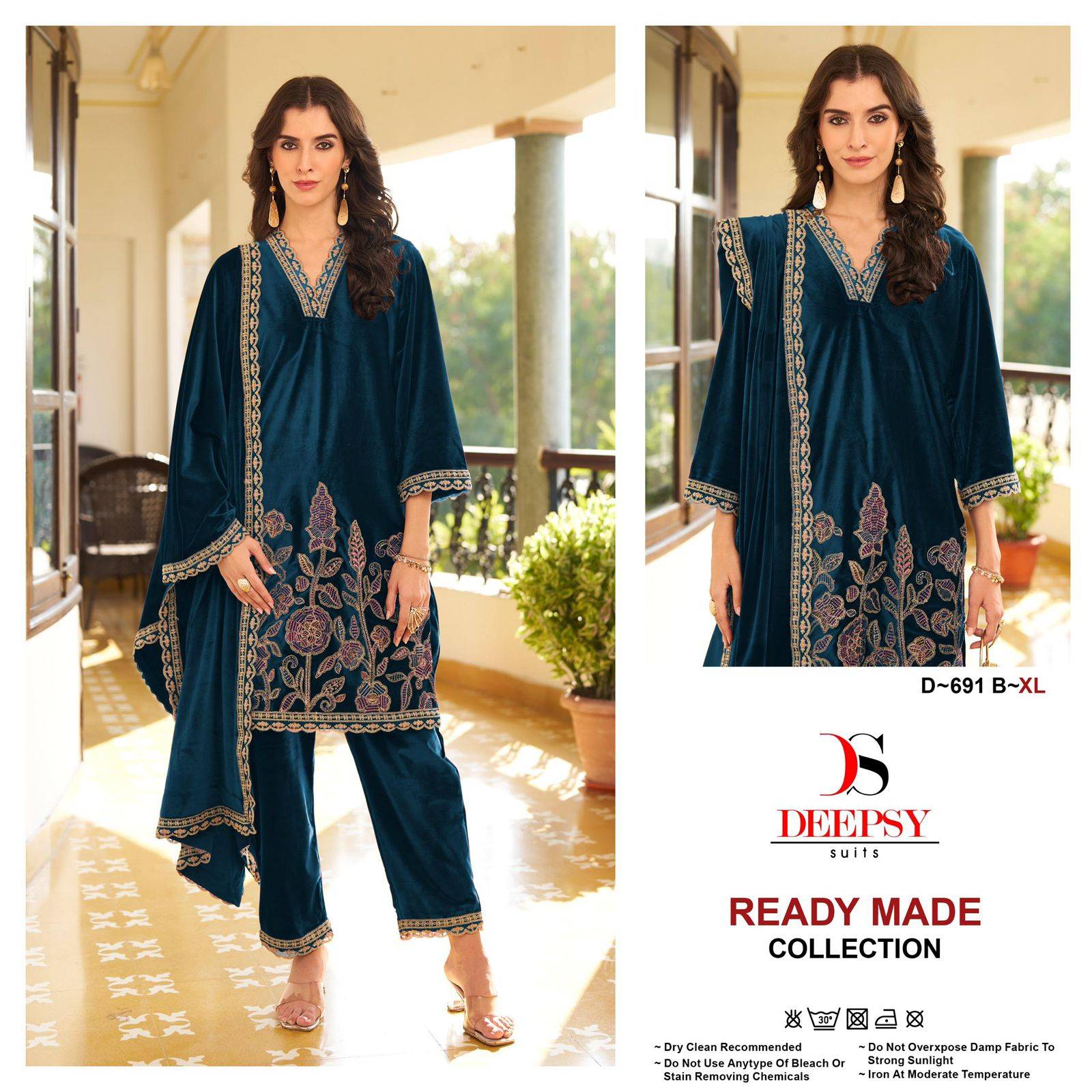 Deepsy Hit Design 691 Colours By Deepsy Suits 691-A To 691-D Series Beautiful Pakistani Suits Colorful Stylish Fancy Casual Wear & Ethnic Wear Pure Velvet Embroidered Dresses At Wholesale Price