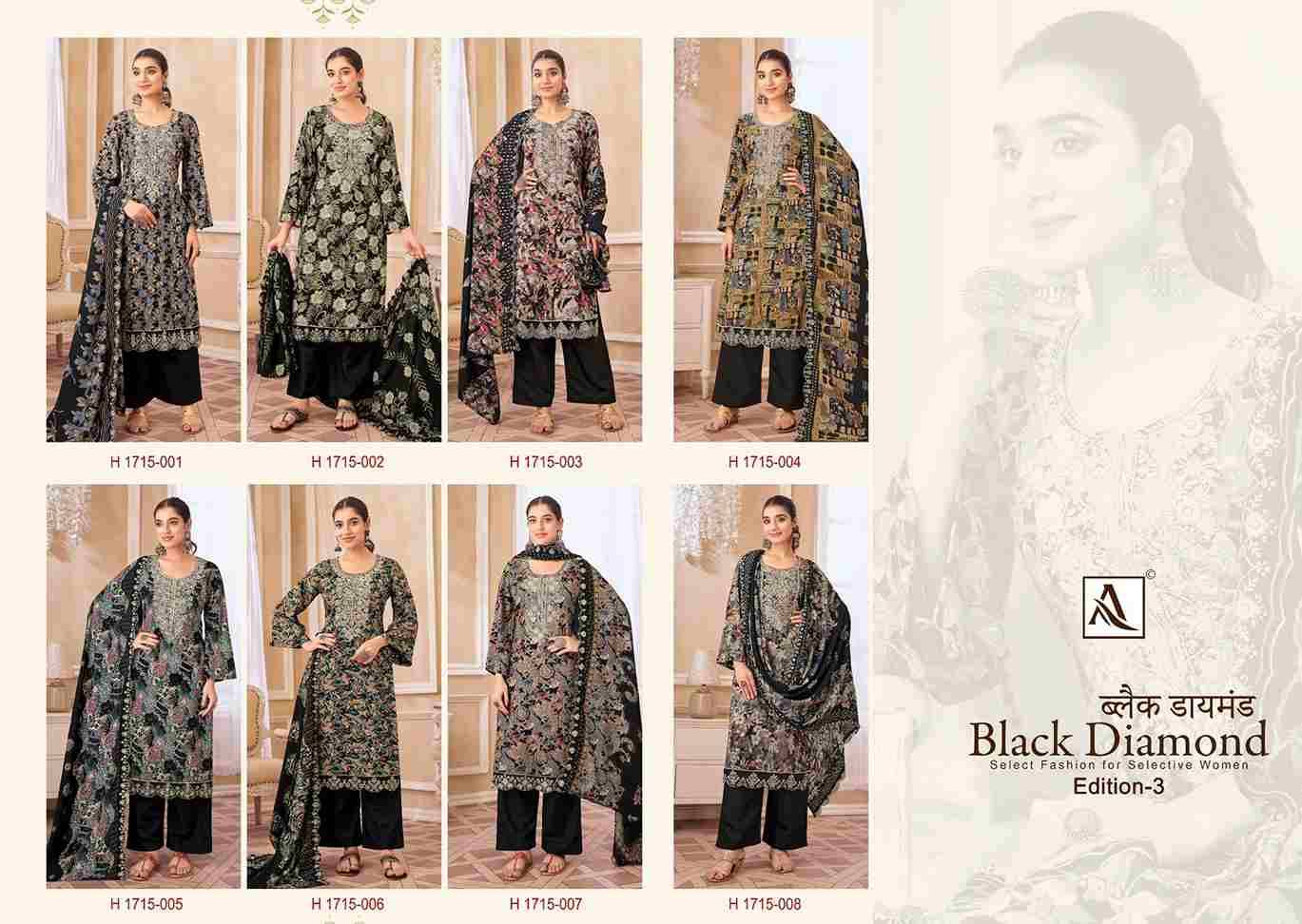 Black Diamond Vol-3 By Alok Suit 1715-001 To 1715-008 Series Beautiful Festive Suits Colorful Stylish Fancy Casual Wear & Ethnic Wear Pure Rayon Dresses At Wholesale Price