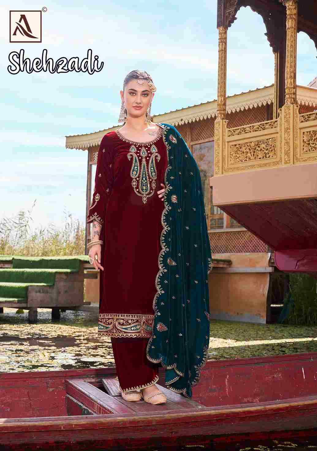 Shehzadi By Alok Suit 1675-001 To 1675-004 Series Beautiful Festive Suits Stylish Fancy Colorful Casual Wear & Ethnic Wear Velvet Embroidered Dresses At Wholesale Price