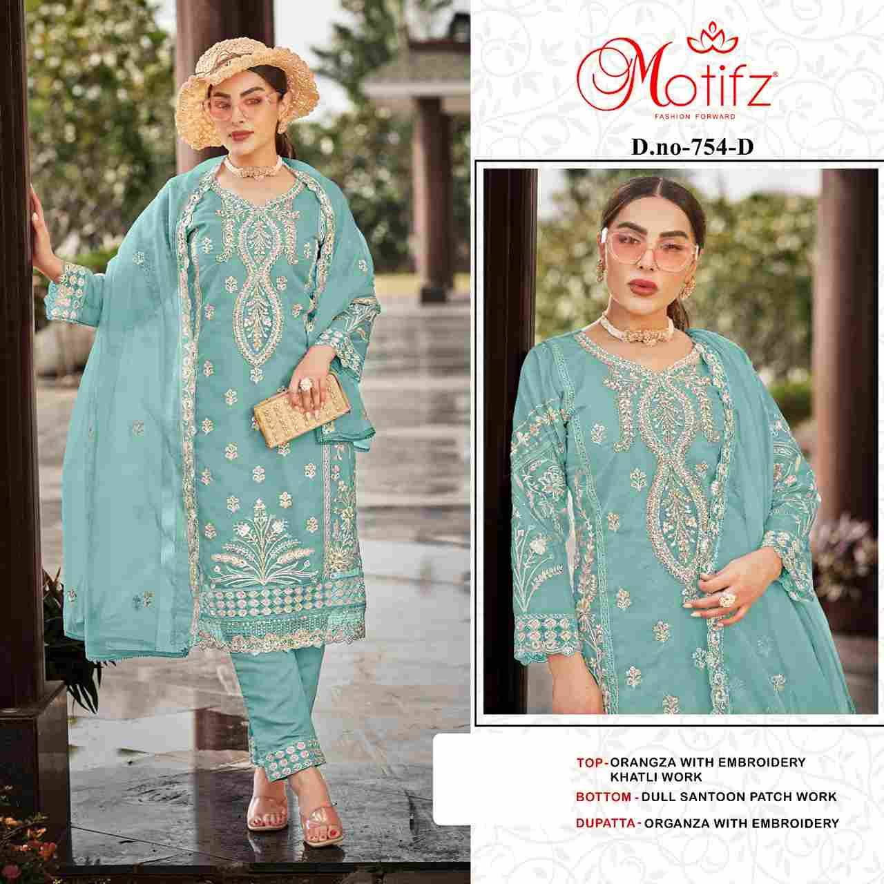 Motifz Hit Design 754 Colours By Motifz 754-A To 754-D Series Beautiful Pakistani Suits Colorful Stylish Fancy Casual Wear & Ethnic Wear Organza Dresses At Wholesale Price