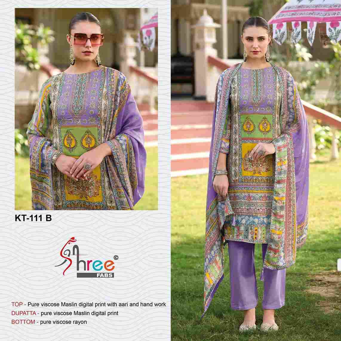 Shree Fabs Hit Design Kt-111 Colours By Shree Fabs Kt-111-A To Kt-111-D Series Designer Pakistani Suits Beautiful Fancy Stylish Colorful Party Wear & Occasional Wear Pure Viscose Muslin Embroidery Dresses At Wholesale Price