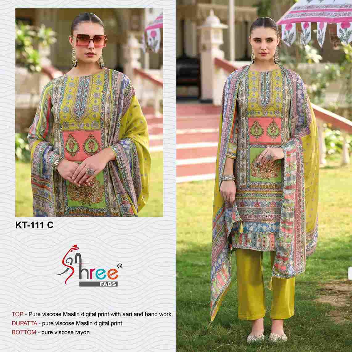 Shree Fabs Hit Design Kt-111 Colours By Shree Fabs Kt-111-A To Kt-111-D Series Designer Pakistani Suits Beautiful Fancy Stylish Colorful Party Wear & Occasional Wear Pure Viscose Muslin Embroidery Dresses At Wholesale Price