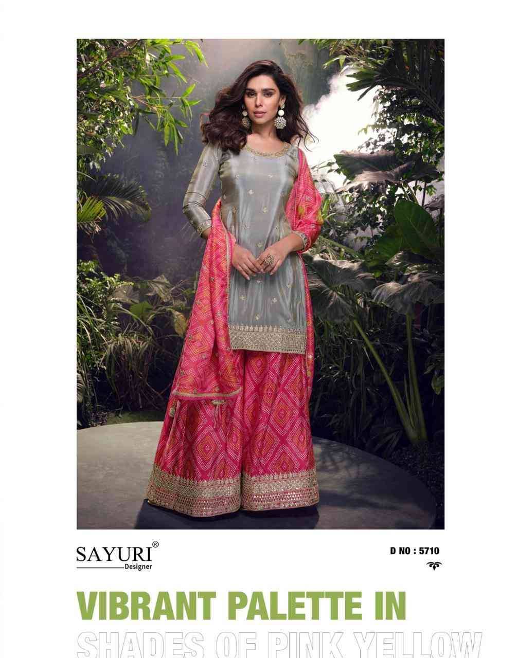 Sehenaaz By Sayuri 5709 To 5711 Series Beautiful Sharara Suits Stylish Fancy Colorful Casual Wear & Ethnic Wear Chinnon Silk Dresses At Wholesale Price