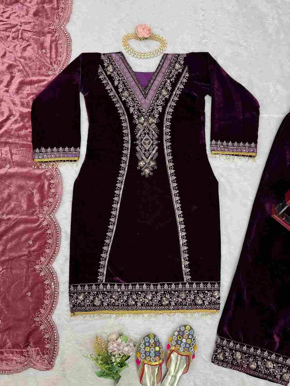 R-5781 By Fashid Wholesale Beautiful Stylish Fancy Colorful Casual Wear & Ethnic Wear Viscose Velvet Dresses At Wholesale Price