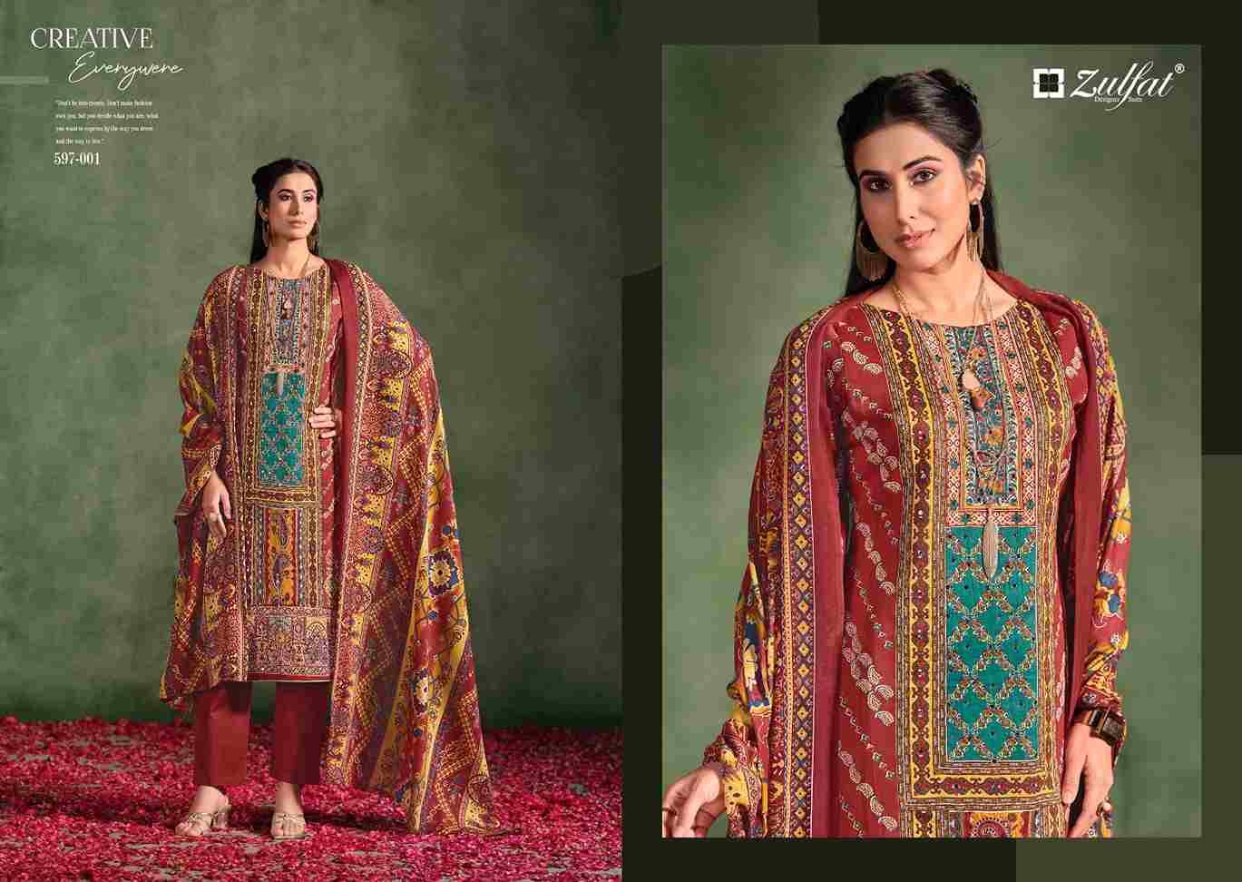 Raabta Vol-2 By Zulfat 597-001 To 597-006 Series Beautiful Festive Suits Stylish Fancy Colorful Casual Wear & Ethnic Wear Pure Jam Cotton Print Dresses At Wholesale Price