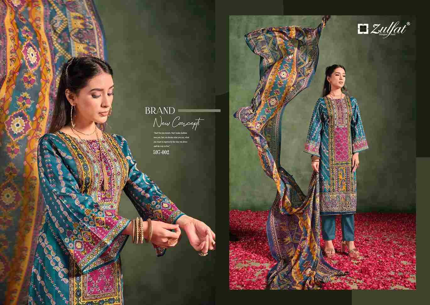 Raabta Vol-2 By Zulfat 597-001 To 597-006 Series Beautiful Festive Suits Stylish Fancy Colorful Casual Wear & Ethnic Wear Pure Jam Cotton Print Dresses At Wholesale Price