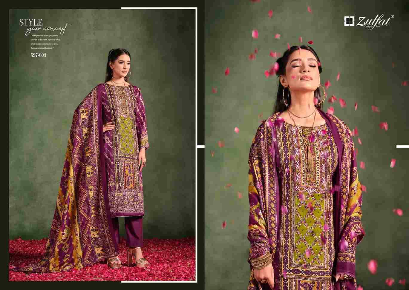 Raabta Vol-2 By Zulfat 597-001 To 597-006 Series Beautiful Festive Suits Stylish Fancy Colorful Casual Wear & Ethnic Wear Pure Jam Cotton Print Dresses At Wholesale Price