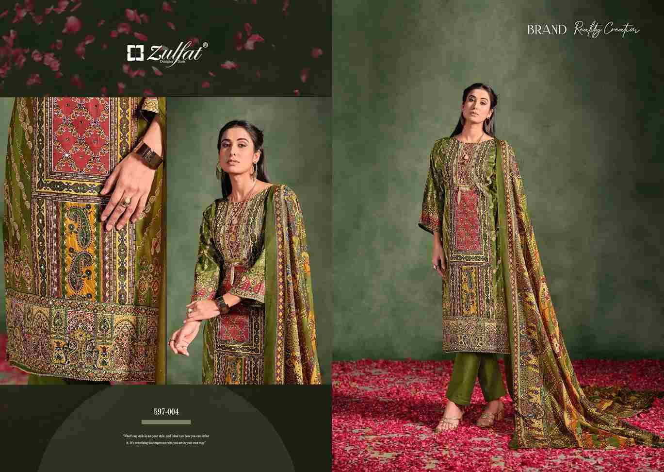 Raabta Vol-2 By Zulfat 597-001 To 597-006 Series Beautiful Festive Suits Stylish Fancy Colorful Casual Wear & Ethnic Wear Pure Jam Cotton Print Dresses At Wholesale Price