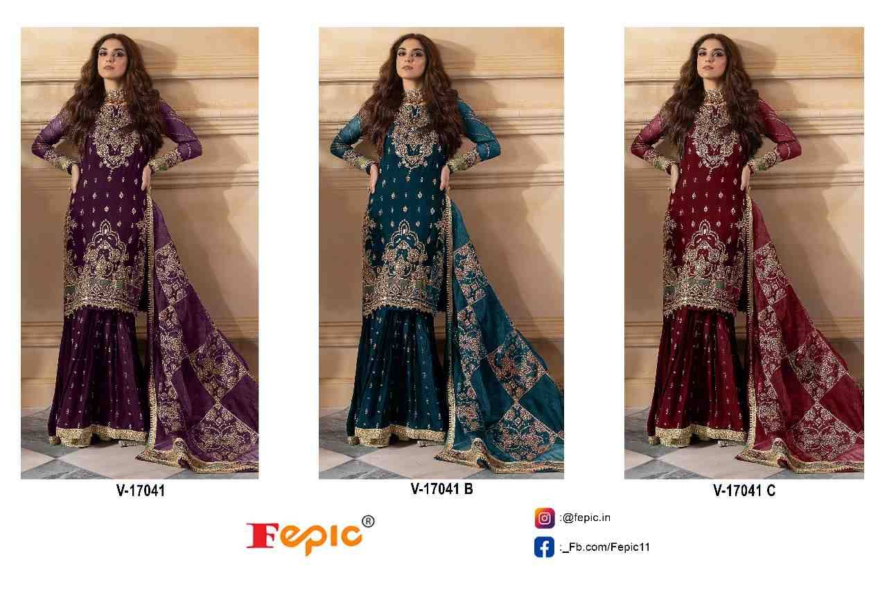 Fepic 17041 Colours By Fepic 17041-A To 17041-C Series Beautiful Pakistani Suits Colorful Stylish Fancy Casual Wear & Ethnic Wear Velvet Embroidered Dresses At Wholesale Price