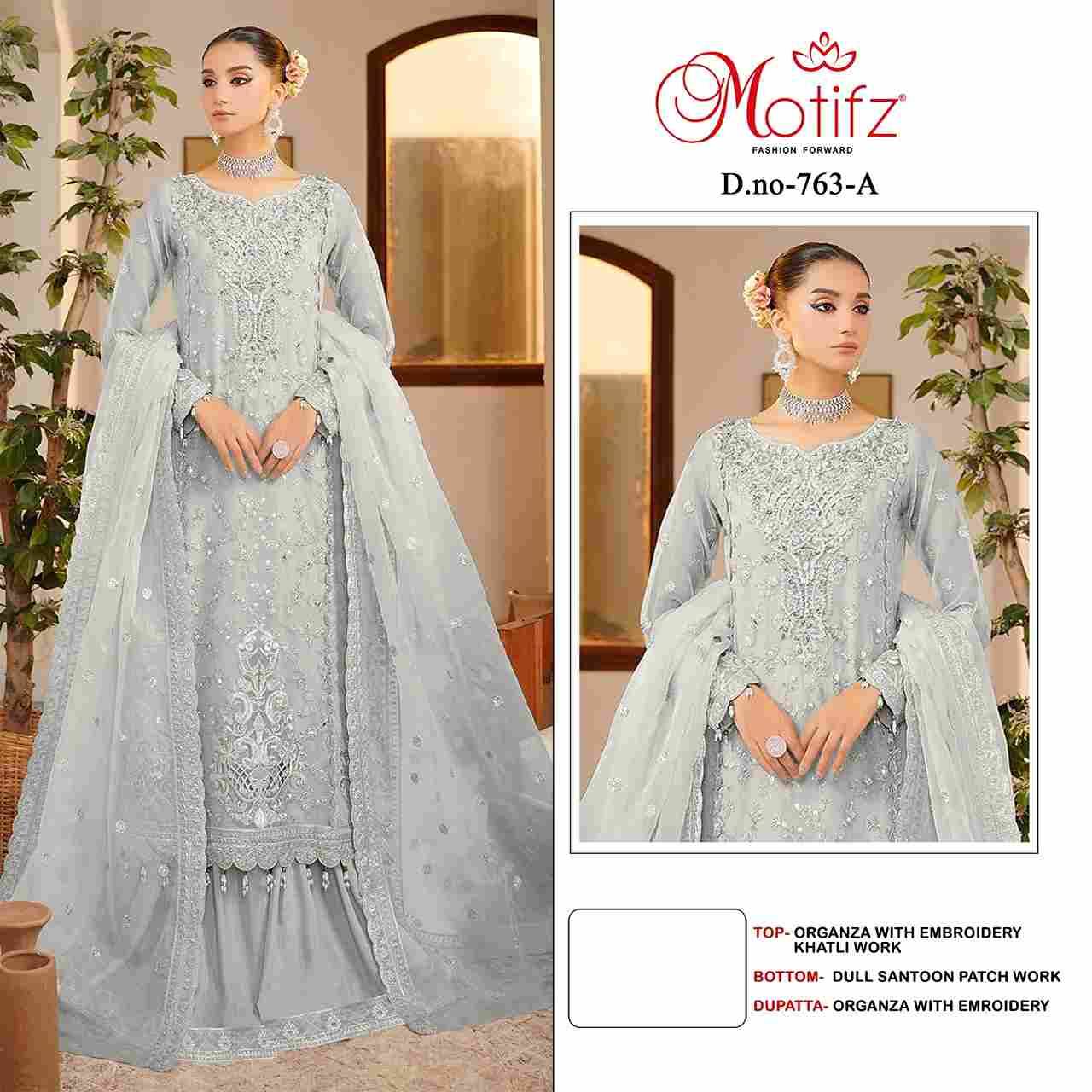 Motifz Hit Design 763 Colours By Motifz 763-A To 763-D Series Beautiful Pakistani Suits Colorful Stylish Fancy Casual Wear & Ethnic Wear Organza Dresses At Wholesale Price