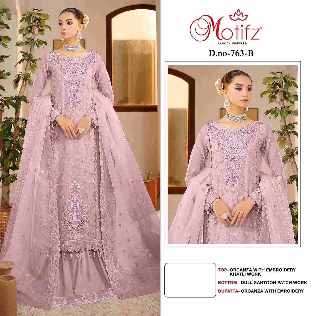 Motifz Hit Design 763 Colours By Motifz 763-A To 763-D Series Beautiful Pakistani Suits Colorful Stylish Fancy Casual Wear & Ethnic Wear Organza Dresses At Wholesale Price