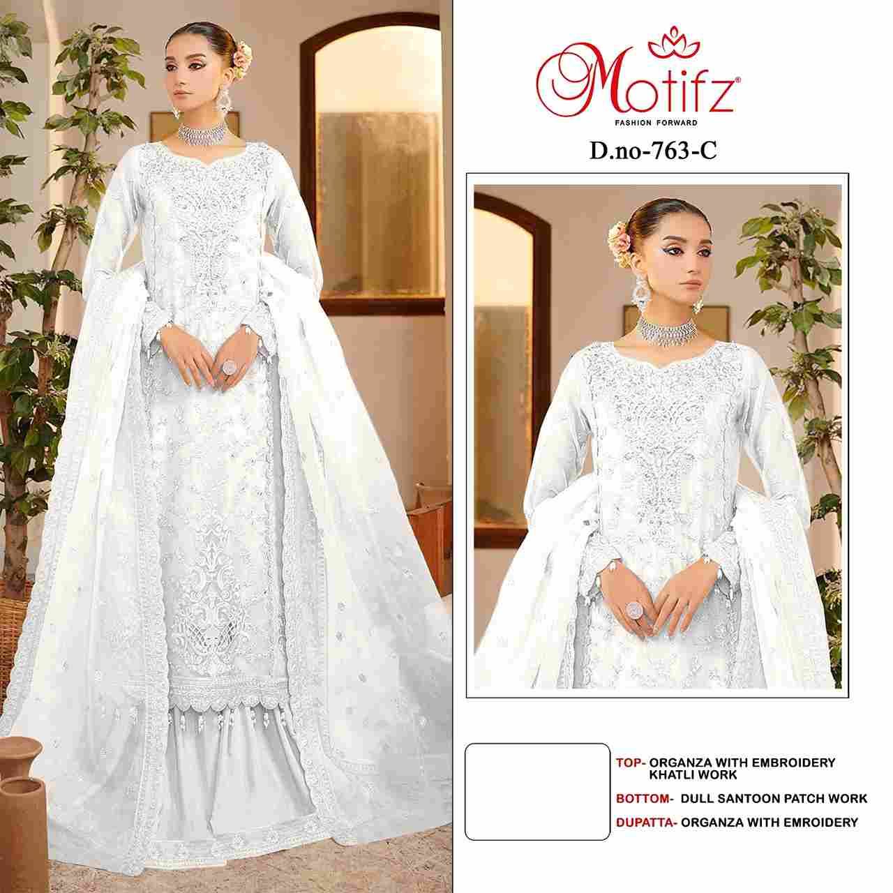 Motifz Hit Design 763 Colours By Motifz 763-A To 763-D Series Beautiful Pakistani Suits Colorful Stylish Fancy Casual Wear & Ethnic Wear Organza Dresses At Wholesale Price