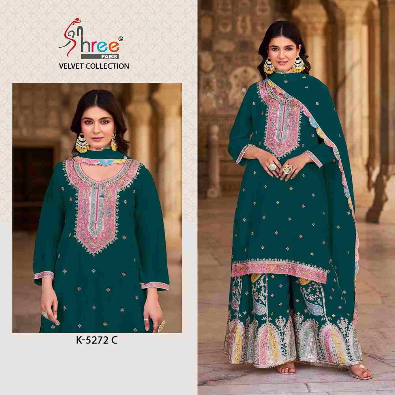 Shree Fabs Hit Design K-5272 Colours By Shree Fabs K-5272-A To K-5272-C Series Beautiful Pakistani Suits Colorful Stylish Fancy Casual Wear & Ethnic Wear Velvet Embroidered Dresses At Wholesale Price