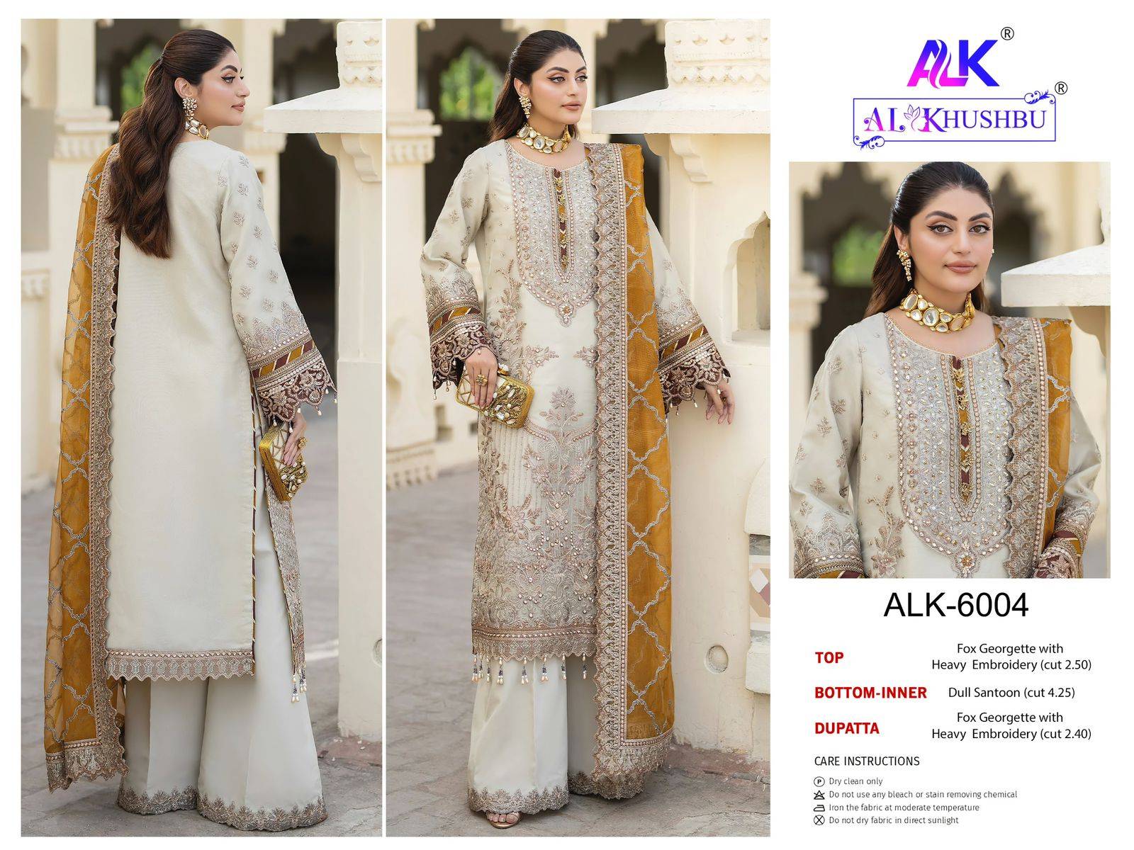 Agha Noor By Al Khushbu 6003 To 6005 Series Beautiful Pakistani Suits Colorful Stylish Fancy Casual Wear & Ethnic Wear Faux Georgette Dresses At Wholesale Price