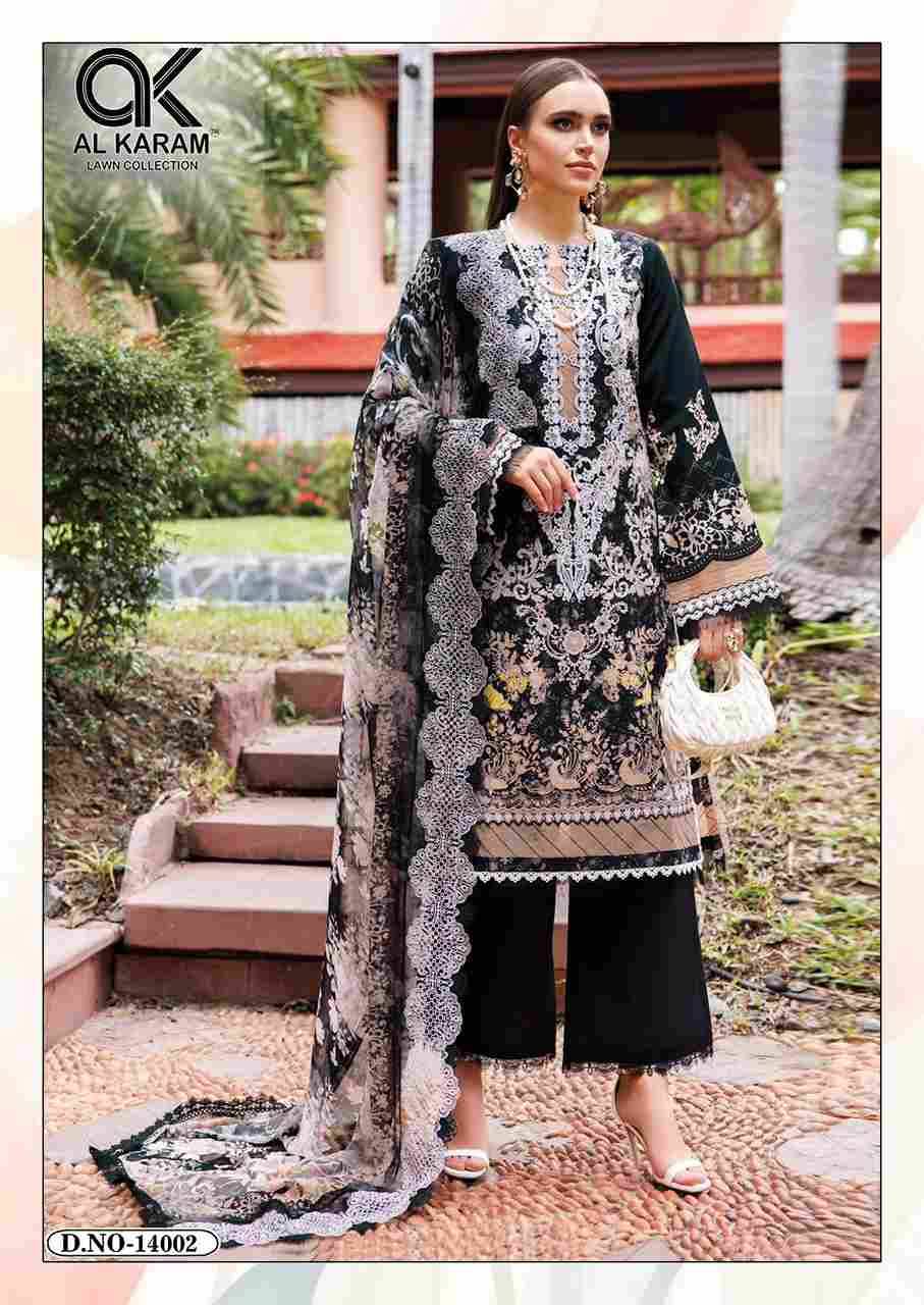 Kesariya Vol-14 By Al Karam Lawn Collection 14001 To 14006 Series Beautiful Festive Suits Colorful Stylish Fancy Casual Wear & Ethnic Wear Pure Cambric Embroidered Dresses At Wholesale Price