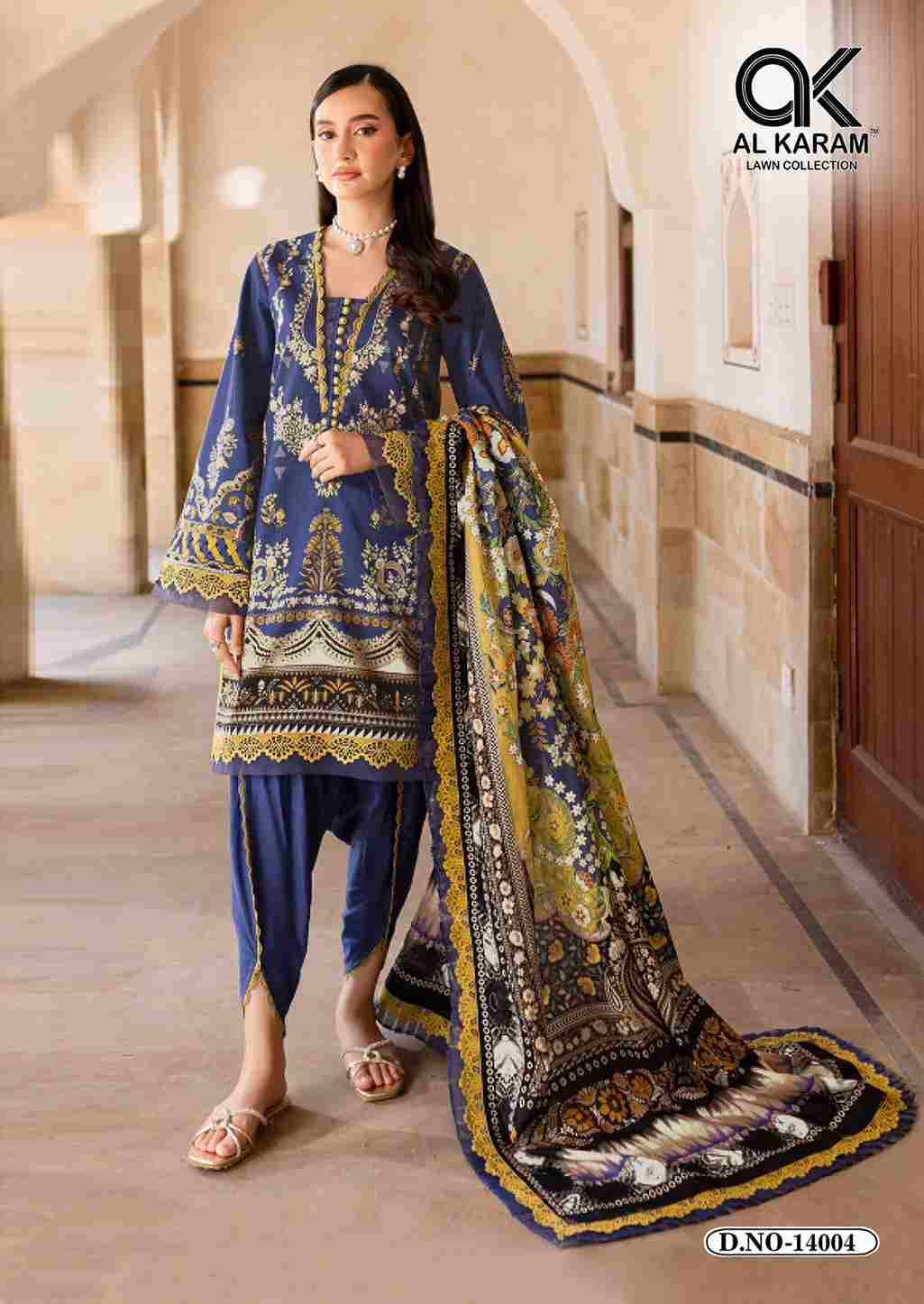 Kesariya Vol-14 By Al Karam Lawn Collection 14001 To 14006 Series Beautiful Festive Suits Colorful Stylish Fancy Casual Wear & Ethnic Wear Pure Cambric Embroidered Dresses At Wholesale Price