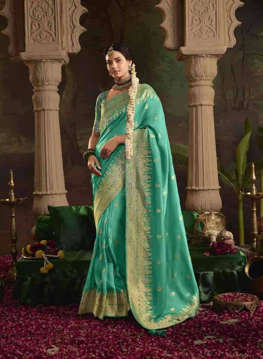 Raas By Kimora Fashion 361 To 371 Series Indian Traditional Wear Collection Beautiful Stylish Fancy Colorful Party Wear & Occasional Wear Crepe Silk Sarees At Wholesale Price