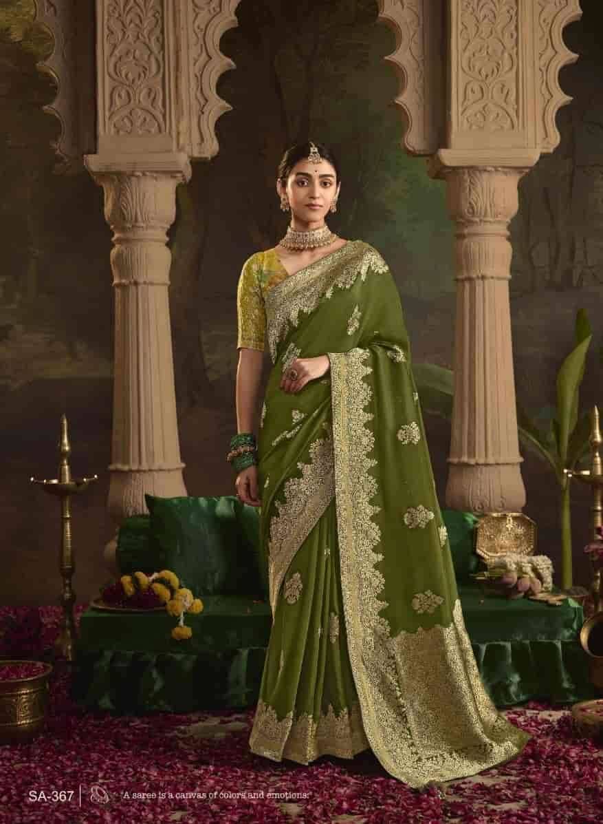 Raas By Kimora Fashion 361 To 371 Series Indian Traditional Wear Collection Beautiful Stylish Fancy Colorful Party Wear & Occasional Wear Crepe Silk Sarees At Wholesale Price