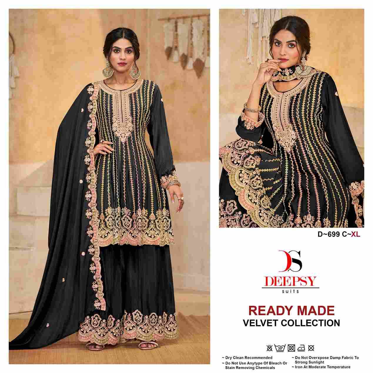 Deepsy Hit Design 699 Colours By Deepsy Suits 699-A To 699-C Series Beautiful Pakistani Suits Colorful Stylish Fancy Casual Wear & Ethnic Wear Pure Velvet Embroidered Dresses At Wholesale Price