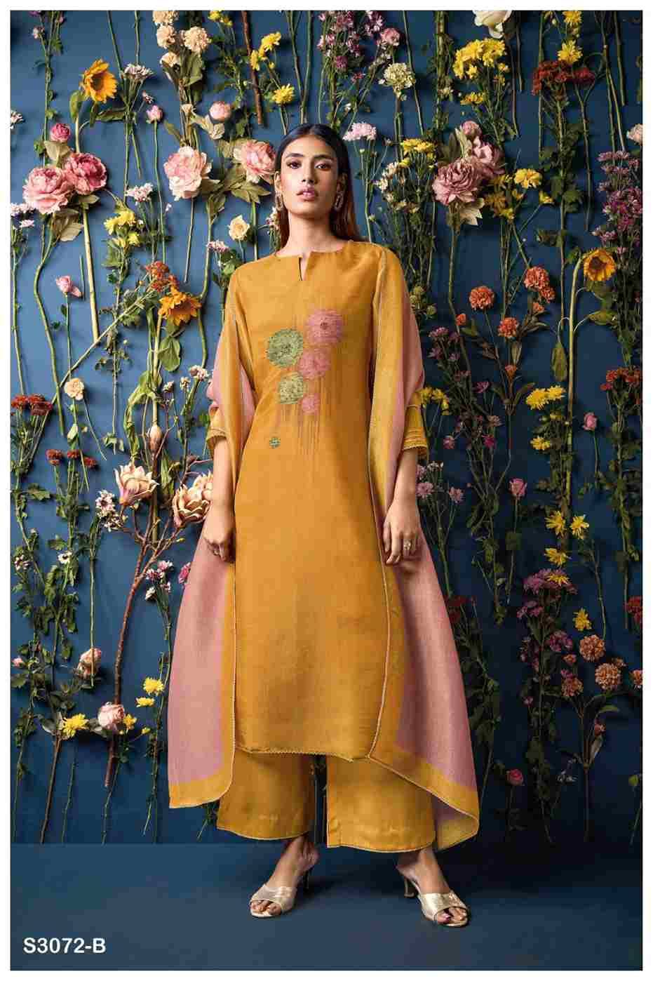 Ritika-3072 By Ganga Fashion 3072-A To 3072-C Series Beautiful Festive Suits Colorful Stylish Fancy Casual Wear & Ethnic Wear Pure Bemberg Silk Dresses At Wholesale Price