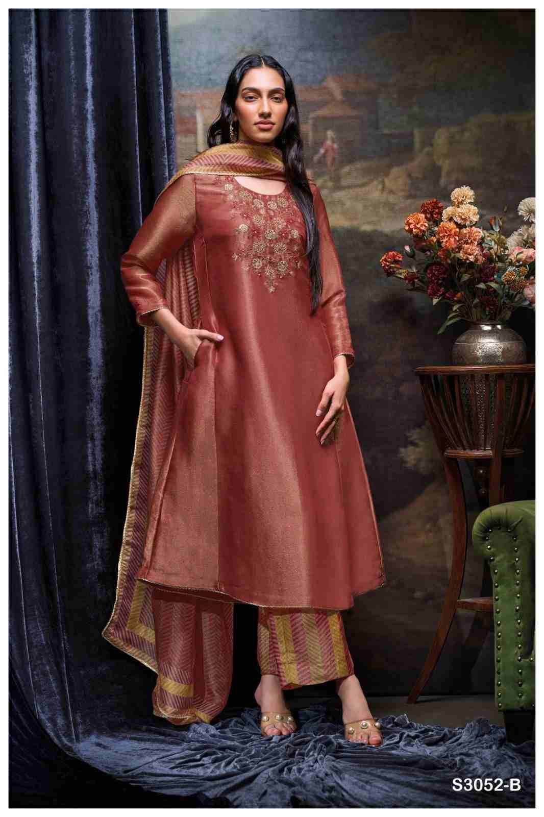 Amayra-3052 By Ganga Fashion 3052-A To 3052-B Series Beautiful Festive Suits Colorful Stylish Fancy Casual Wear & Ethnic Wear Pure Bemberg Jacquard Silk Dresses At Wholesale Price