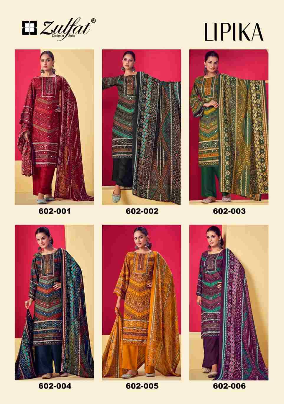 Lipika By Zulfat 602-001 To 602-006 Series Beautiful Festive Suits Stylish Fancy Colorful Casual Wear & Ethnic Wear Pure Viscose Rayon Print Dresses At Wholesale Price