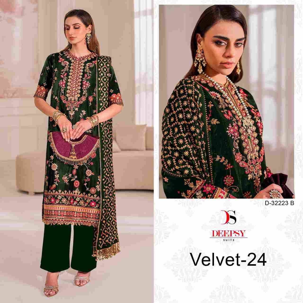 Velvet 32223 Colours By Deepsy Suits 32223-A To 32223-D Series Beautiful Stylish Pakistani Suits Fancy Colorful Casual Wear & Ethnic Wear & Ready To Wear Heavy Velvet Embroidery Dresses At Wholesale Price