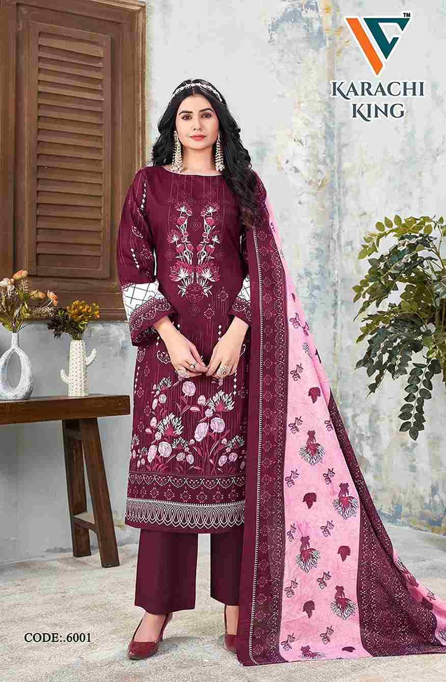 Karachi King Vol-6 By Vandana 6001 To 6008 Series Beautiful Festive Suits Stylish Fancy Colorful Casual Wear & Ethnic Wear Cotton Print Dresses At Wholesale Price