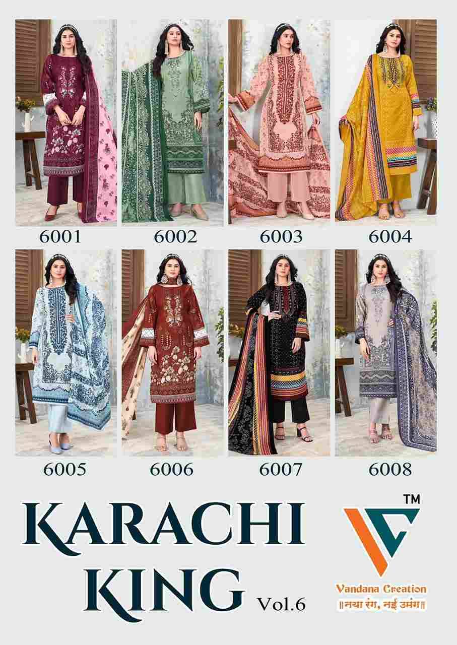 Karachi King Vol-6 By Vandana 6001 To 6008 Series Beautiful Festive Suits Stylish Fancy Colorful Casual Wear & Ethnic Wear Cotton Print Dresses At Wholesale Price