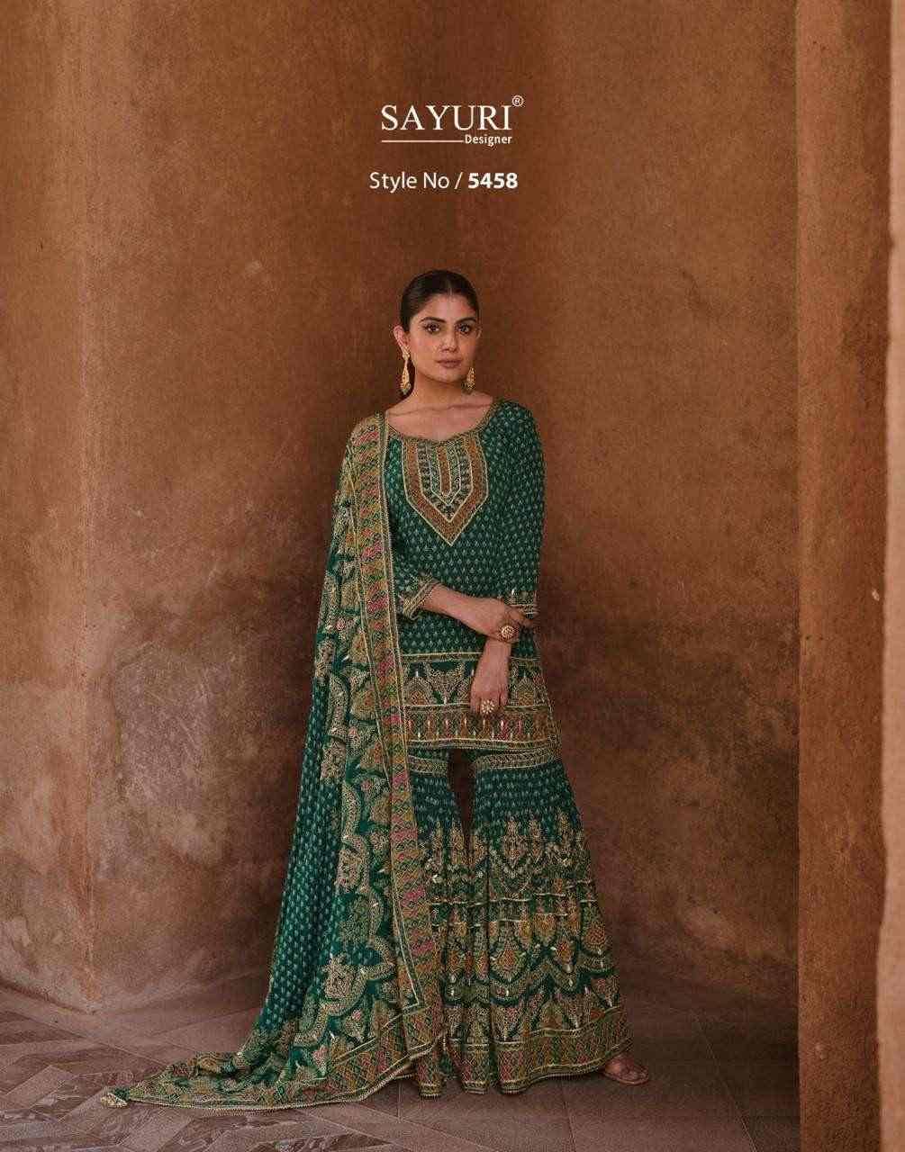 Noorani By Sayuri 5454 To 5458 Series Designer Sharara Suits Beautiful Fancy Colorful Stylish Party Wear & Occasional Wear Crepe Silk Dresses At Wholesale Price