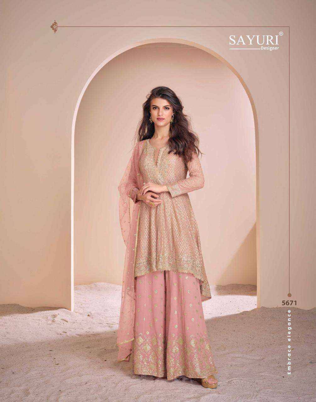 Aayna By Sayuri 5671 To 5673 Series Designer Sharara Suits Beautiful Fancy Colorful Stylish Party Wear & Occasional Wear Georgette Dresses At Wholesale Price