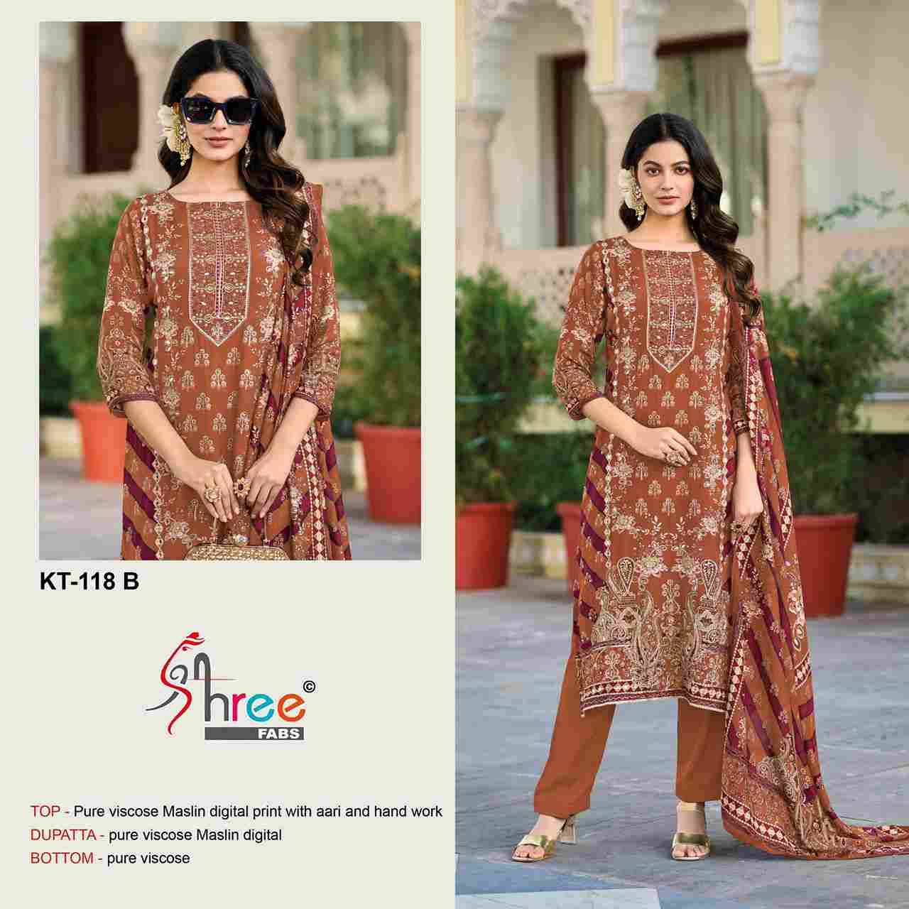 Shree Fabs Hit Design Kt-118 Colours By Shree Fabs Kt-118-A To Kt-118-D Series Designer Pakistani Suits Beautiful Fancy Stylish Colorful Party Wear & Occasional Wear Pure Viscose Muslin Embroidery Dresses At Wholesale Price