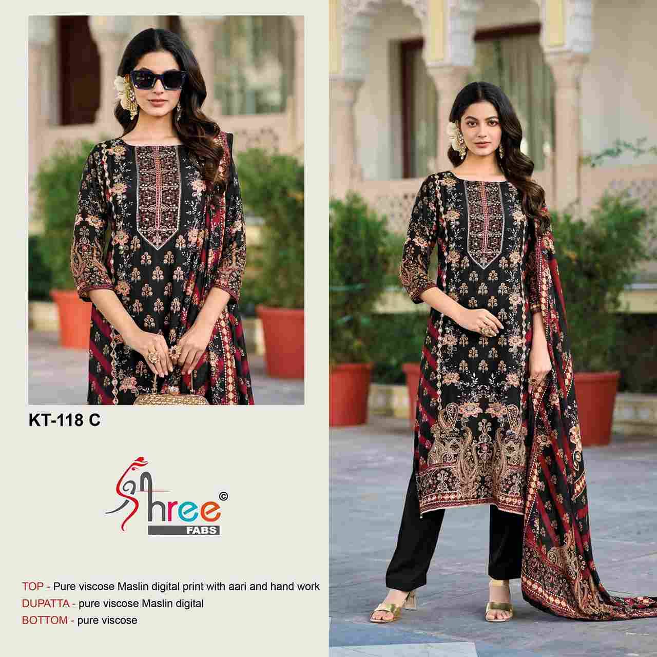 Shree Fabs Hit Design Kt-118 Colours By Shree Fabs Kt-118-A To Kt-118-D Series Designer Pakistani Suits Beautiful Fancy Stylish Colorful Party Wear & Occasional Wear Pure Viscose Muslin Embroidery Dresses At Wholesale Price