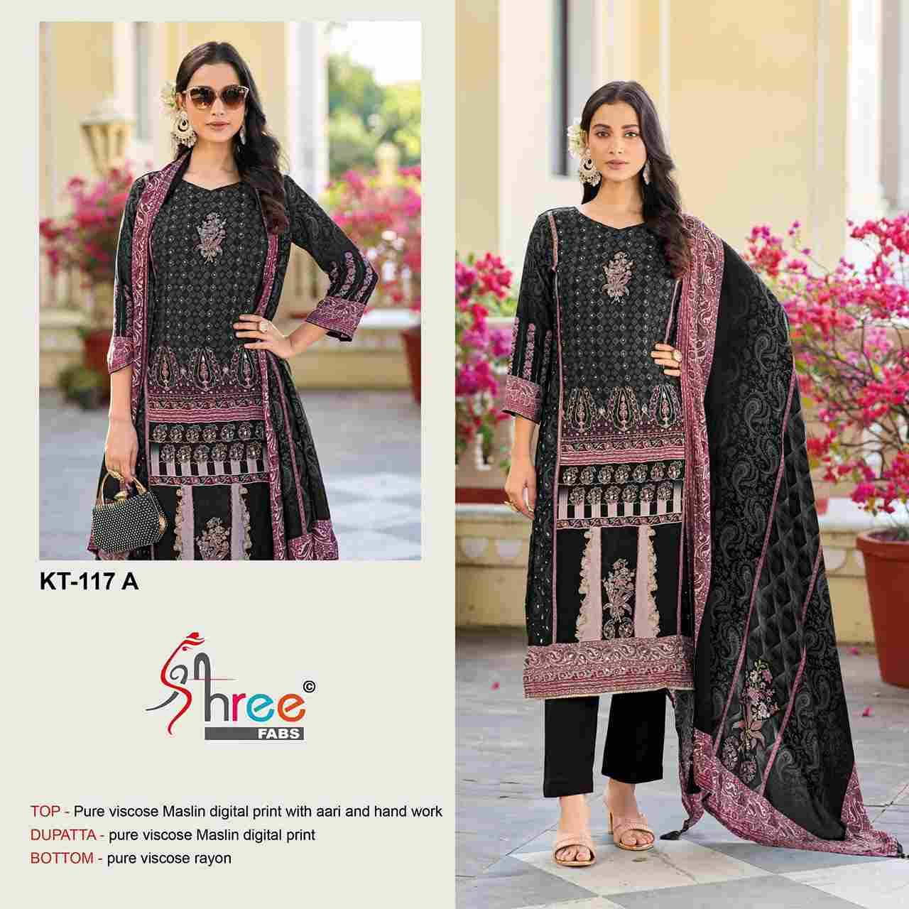 Shree Fabs Hit Design Kt-117 Colours By Shree Fabs Kt-117-A To Kt-117-D Series Designer Pakistani Suits Beautiful Fancy Stylish Colorful Party Wear & Occasional Wear Pure Viscose Muslin Embroidery Dresses At Wholesale Price